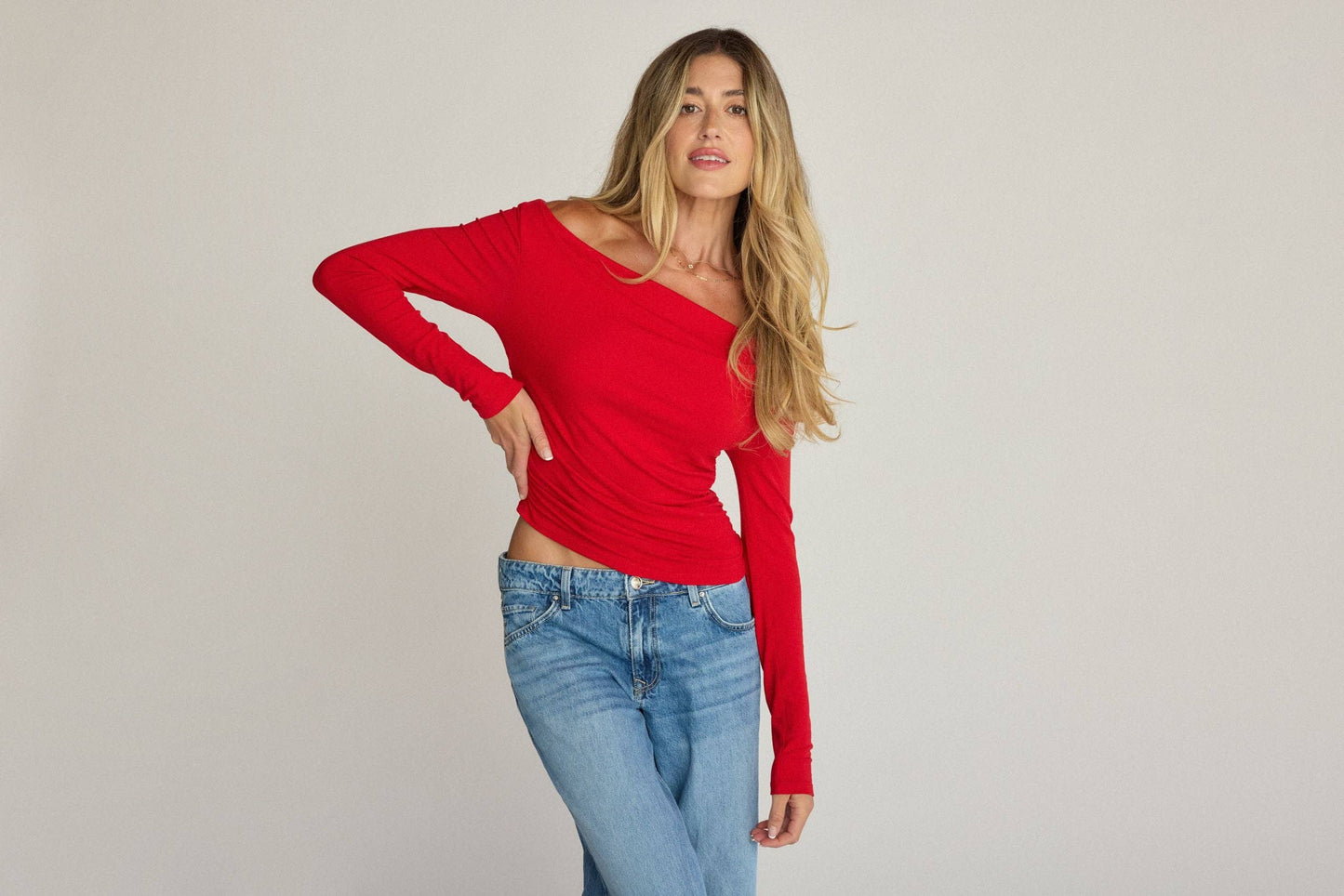 Angelica Long Sleeve Top - Red