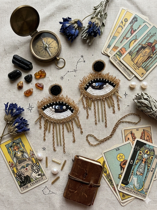 Golden Eye Embellished Earrings