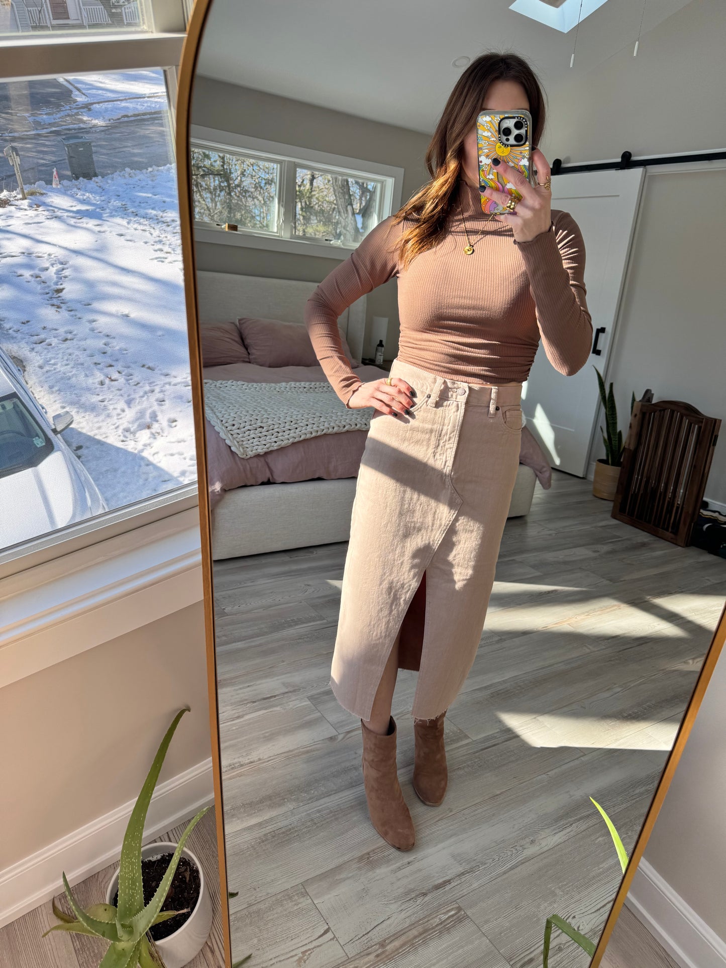 Kelly Mock Neck Top - Mocha