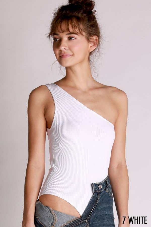 Ribbed One Shoulder Bodysuit