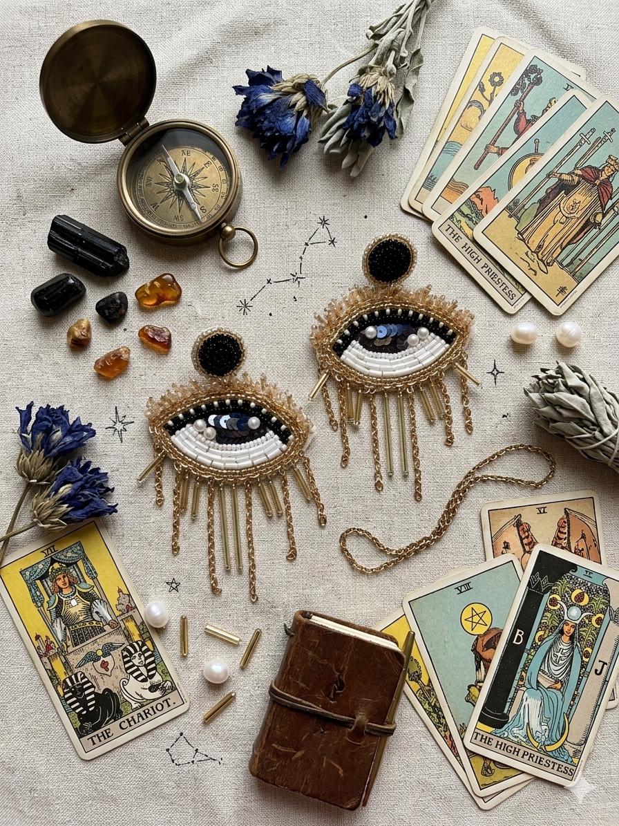 Golden Eye Embellished Earrings