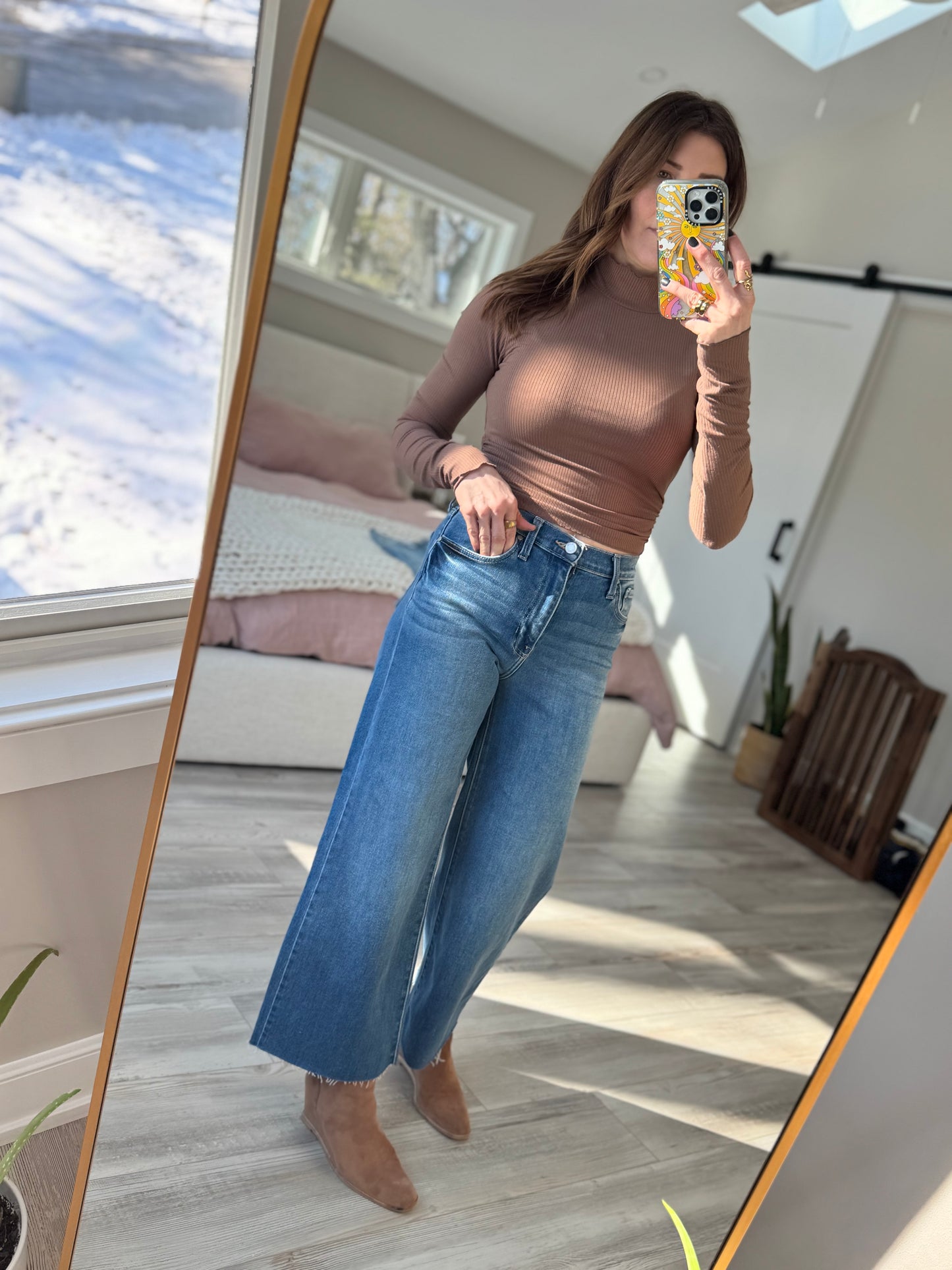 Kelly Mock Neck Top - Mocha