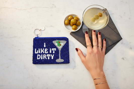 I Like it Dirty Martini Coin Purse Overhead Lifestyle Photo