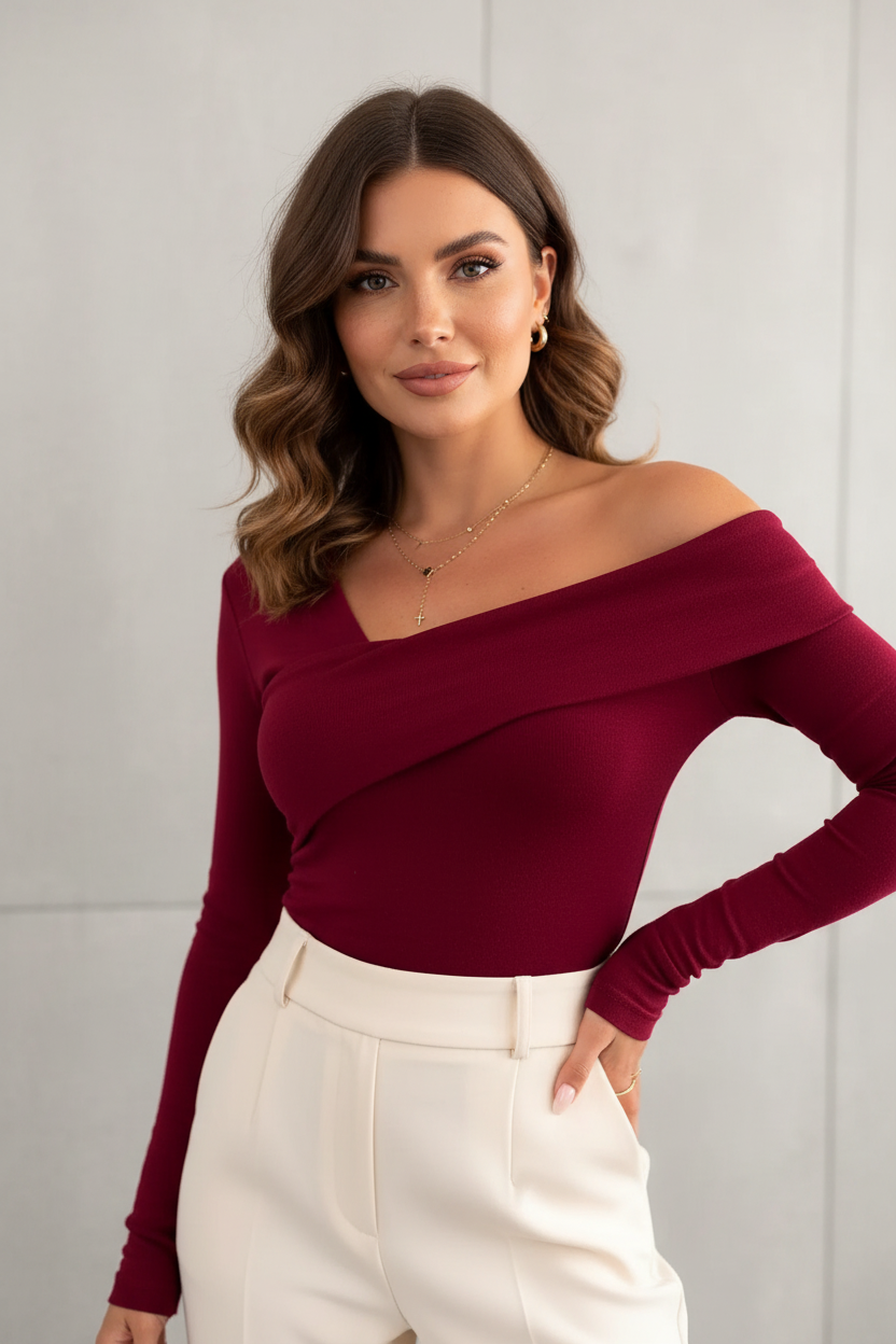 Off-Shoulder Top Asymmetric Detail
